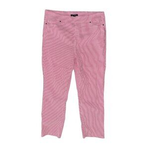 Mario Serrani Womens Comfort Stretch Cuff Capri Size L Pink/White Striped